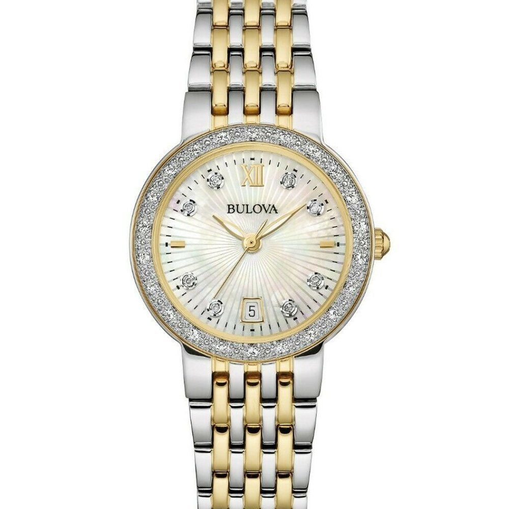 Sale Bulova Diamond Dial Mother Of Pearl Watch